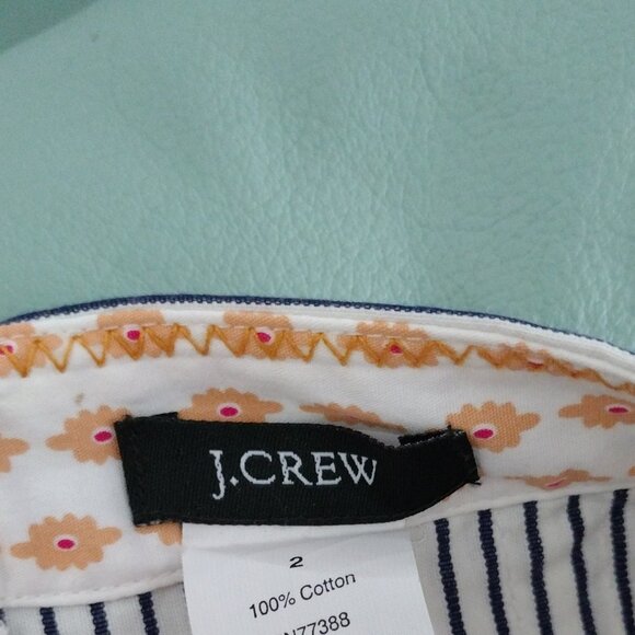 J.Crew Pleated Striped Cotton Skirt Women’s Size 2 Navy White A-Line Knee Length - Picture 10 of 10